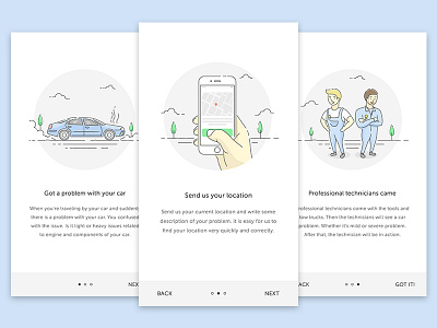 Online Car Service Onboarding apps automotive illustration ios mobile onboarding service ui