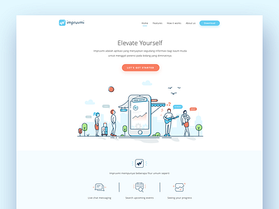 Impruvmi Landing page app clean icon illustration landing line page simple startup ui web website