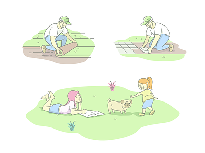 Lawn Doctors Illustrations canada care house icon landing page people simple startup website