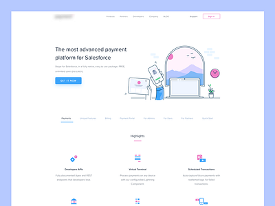 Payment Platform Homepage clean icon illustrations product simple ui web website
