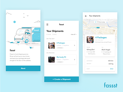 Fassst App Concept app clean illustrations ios mobile onboarding shipment shipping ui