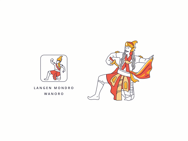 Yogyakarta Culture : Icon And Illustration batik clean dance digital icon illustration line minimal red ui wayang yellow