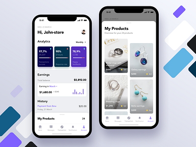 Seller Dashboard - Mobile Ui Exploration app clean ecommerce app ios iphonex product shop store app ui ux
