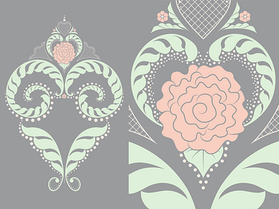 Limited Palette Motif dots floral hearts lace leaves nature pattern surface design vector wedding