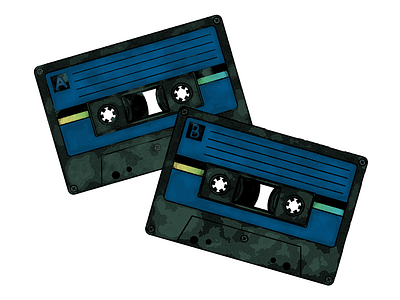 Cassettes Digitally Colored 1980s adobe cassette design digital painting grunge illustration music old school photoshop texture