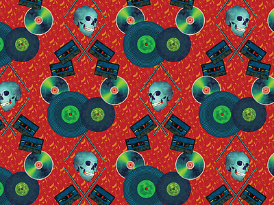 Zeppelin Inspired Repeating Pattern 1980s adobe cassette design digital painting grunge illustration music old school photoshop rock n roll texture