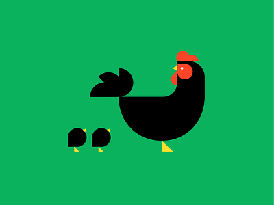 Chicken and chicks animal branding chicken flat graphic icon illustration meanimize