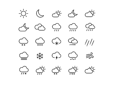 Weather icon set graphic icon illustration meanimize minimalism pictogram simplicity weather