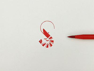 'S' is for shrimp graphic icon illust logo meanimize minimal pictogram shrimp simplify typography