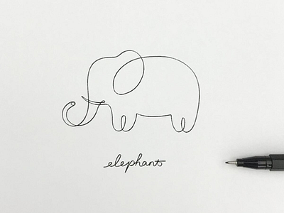 Elephant animal branding doodle elephant graphic icon illustration linedrawing logo meanimize minimalism pictogram simplicity