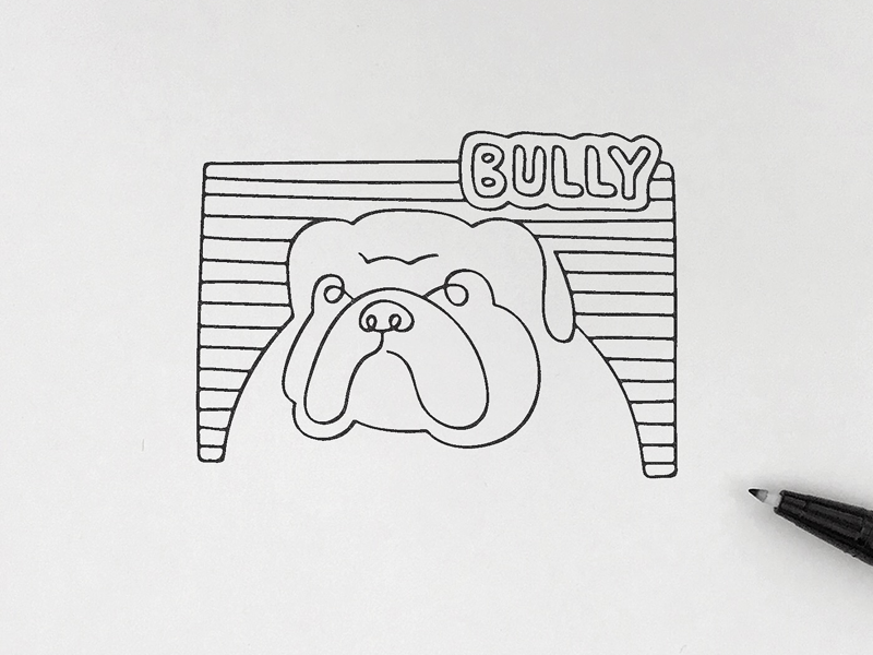 Bully croquis doodle linedrawing animal artwork minimalism simplicity pictogram icon meanimize illustration bulldog graphic bully