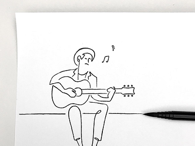 Guitar man croquis doodle drawing guitarist illust musician simplicity sketch