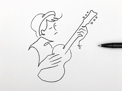 Guitar man artwork croquis doodle drawing graphic guitarist illust musician simplicity sketch