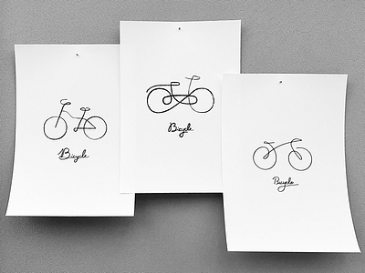 Three bicycle artwork bicycle calligraphy doodle illust linedrawing logo simplicity