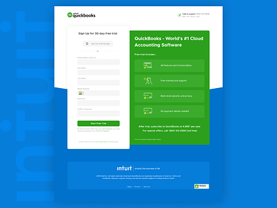 Redesigning Intuit Quickbooks Sign Up Page branding figma flat minimal ui ux vector web website