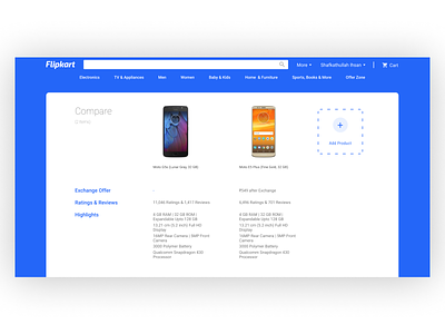 Flipkart product compare redesign branding design figma flat minimal ui ux vector website