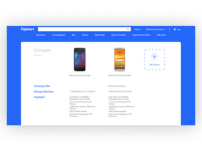 Flipkart product compare redesign