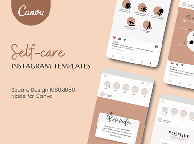 Self care Instagram Templates branding business canva canva templates coach design illustration templates