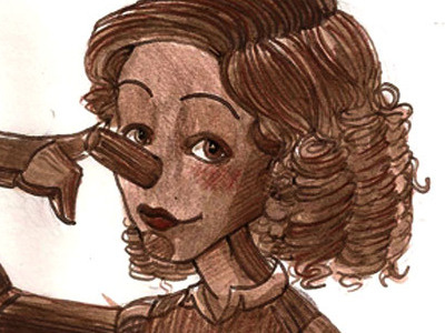 Detail - Pinocchio Girl acrylic paint girl pinocchio wood