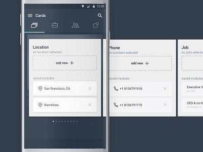 Cimply - build your card add build card contact create edit information location menu swipe