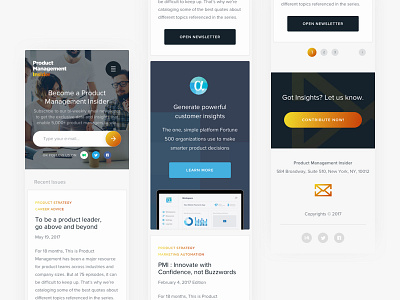PMI - mobile LP cards insider landing management mobile newsletter page product project responsive scroll website
