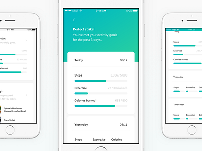 TNLC - activity goals app bar card data fitness goal health ios progress score timeline track