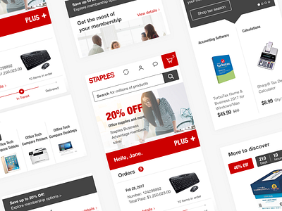 Staples.com - mobile screens ecommerce grid mobile navigation office online responsive shopping stationery store supplies web website