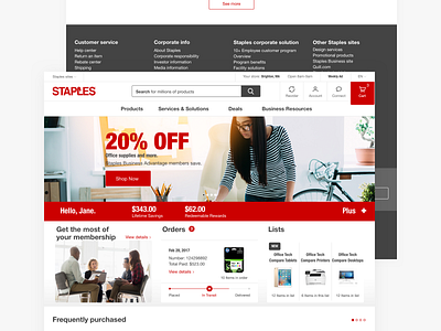 Staples.com - desktop desktop ecommerce footer grid hero homepage navigation office online product responsive shopping store supplies web website