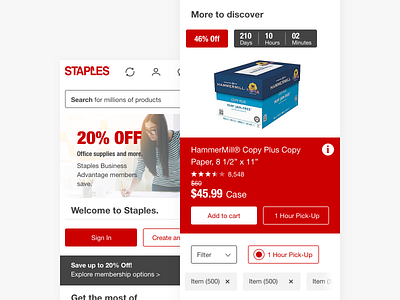 Staples.com - product discovery discovery ecommerce grid hero homepage mobile office online order product responsive shopping store user web website