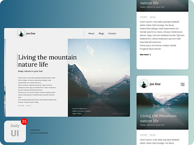 DailyUi 035 || Blogpost blog blogpost dailyui dailyuichallange design designer graphic design mobiledesign ui ux webdesign