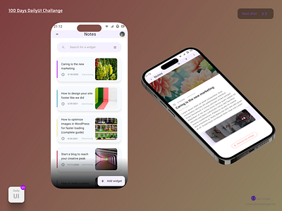 Daily UI 065 app challenge dailyui dailyuichallenge design designer noteswidget ui ux