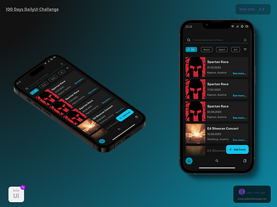 Daily UI 070 app challenge dailyui dailyuicahllenge design designer eventlist ui ux