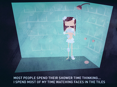 I see faces comic girl shower texture tiles vector