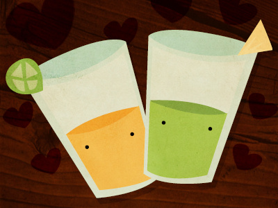 Coctel hour! character coctel drinks flyer lemon texture vector wood