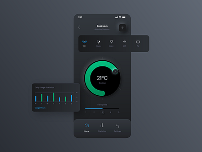Smart Home App - Neumorphism concept dark theme minimal mobile app neumorphism smartapp smarthome ui uiux