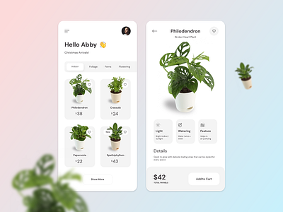 Buy Plants - Mobile Application add to cart app application ecommerce flat minimal mobile online plants xd