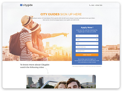 Citygide Landing page city design illustrator landing page photoshop ui ux web