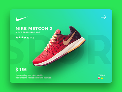 Nikead card daily design gradient green inspiration nike shoe ui web