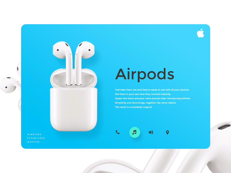 Airpods card design ae airpods animation apple card design gif minimal product simple