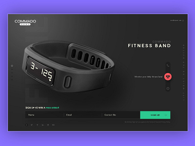 Fitness Band landing Page - Daily UI #003 band card daily fitness landing monitor page ui web