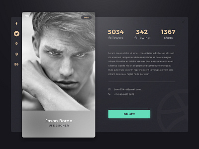 User Profile - UI Design #006 card clean follow image photoshop social ui user profile widget