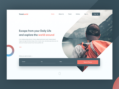 Travel World UI Concept bangalore banner branding hero india rebound sketch travel web world