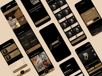 Jewelry App UI 3d aesthetic app branding concept dark design e commerce fashion interface jewelry minimal shop ui