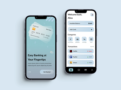 Mobile Banking App Concept 3d app banking concept design glass morphism interface mobile banking mockup money ui