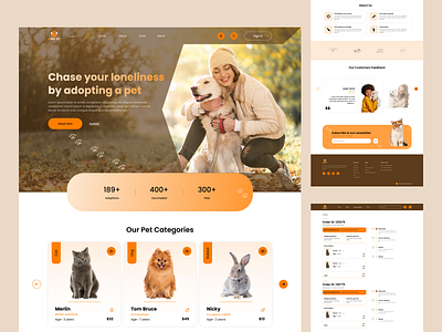 Pet Adoption Landing Page Web Design 3d app branding concept design illustration interface landing page logo pet pet adoption ui website design