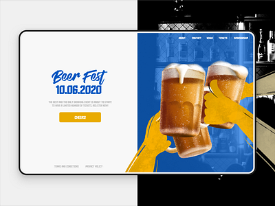 Beer Fest 2020 beer blue browser cheers cold cta desktop efes fest festival foam glass hand hands illustration landing lendingpage pilsen yellow