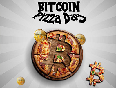 Happy Bitcoin Pizza Day advertisement bitcoin graphic design