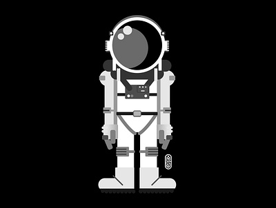 Astronaut blackandwhite design icon illustration vector