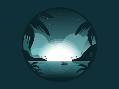 Summer Night design graphic design illustration island summer vector