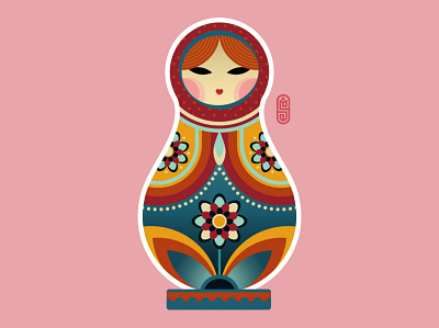 Matryoshka Doll design graphic design icon illustration pink vector